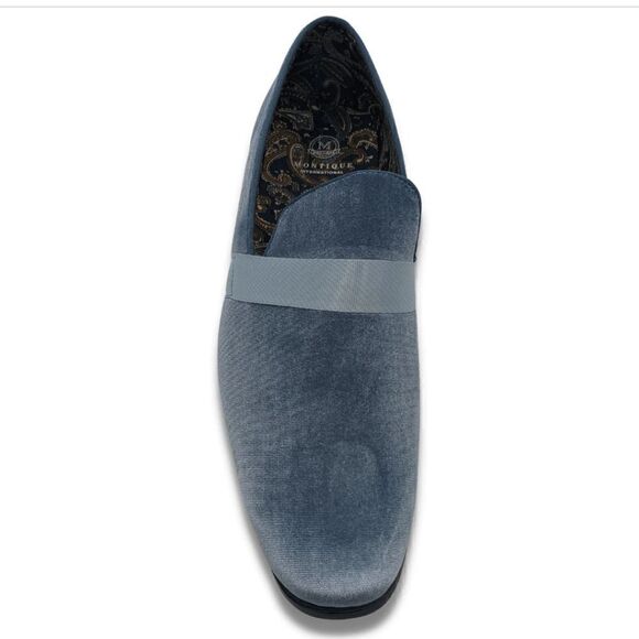 MONTIQUE MEN\'S SOLID VELVET CAROLINA BLUE FASHION SLIP-ON SHOE S91.